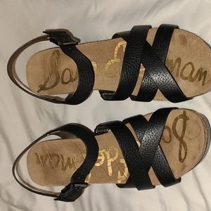 Sam Edelman Nelson black leather wedges